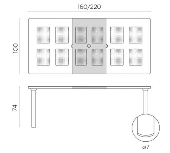Стол уличный раздвижной Libeccio 160-220х100 см, тортора
