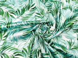 Эластичный бельевой атлас-стрейч, зеленые листочки, (Арт: ASP-009)