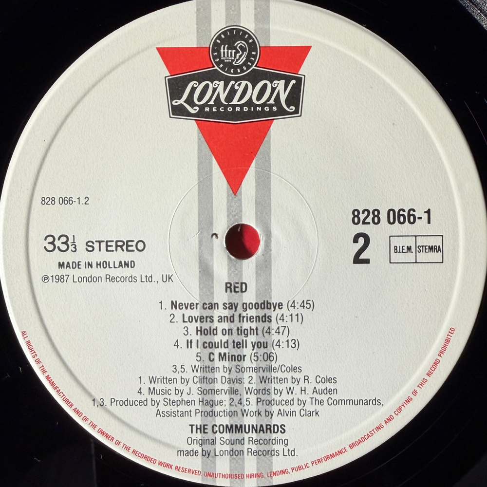 The Communards ‎– Red (Голландия 1987г.)