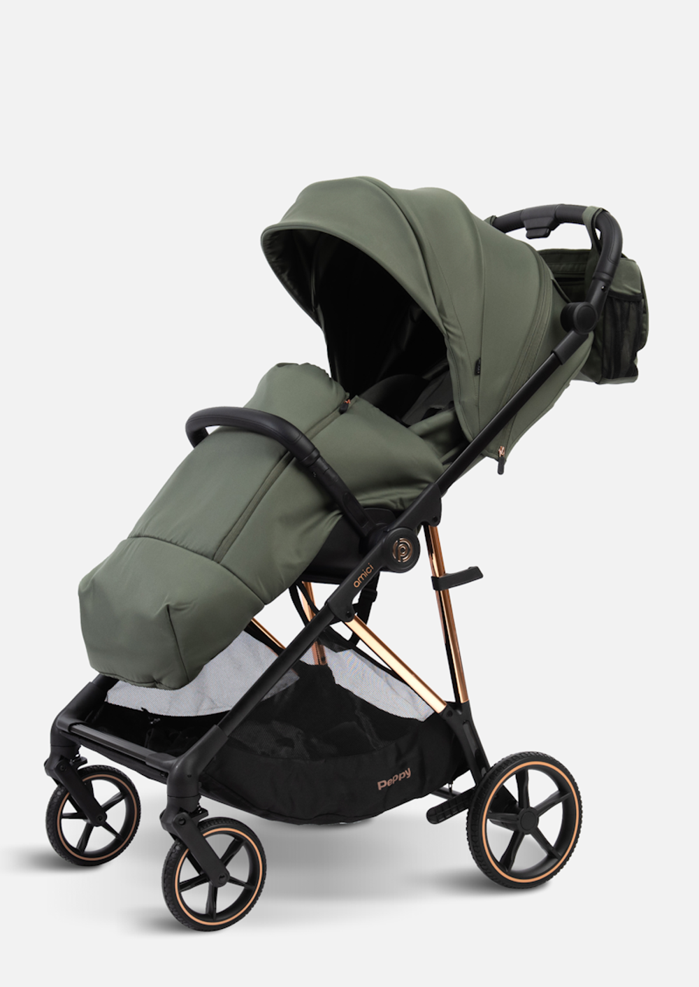 Peppy Коляска прогулочная Amici (Green) рама Black