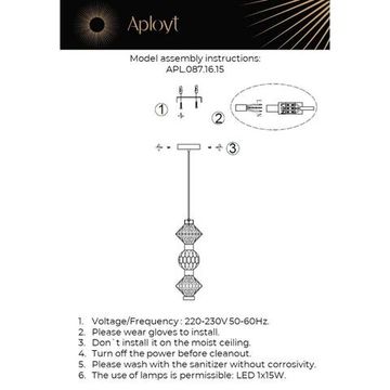 Светильник подвесной светодиодный 15W 3000K APL.087.16.15 прозрачный Otylia Aployt