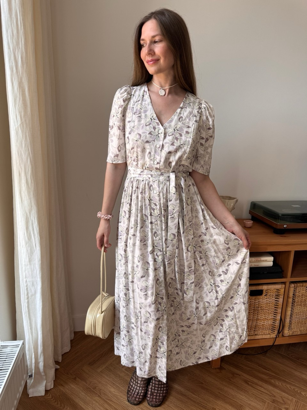 Платье Шарлотта для беременных и кормящих, Айвори с акварельными цветами