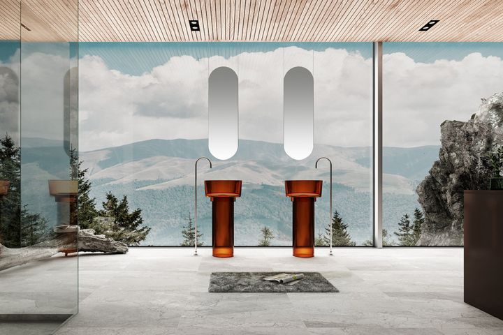 Раковина отдельностоящая прозрачная ABBER Kristall AT2702Opal коричневая