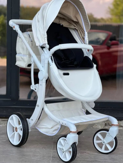 Коляска-трансформер 2 в 1 LUXMOM 608-2 / Коричневая Экокожа