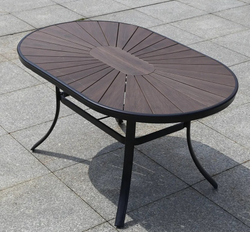 Алюминиевый овальный стол 160*90 ПОЛИВУД-4 «POLYWOOD-4» цвет каштан арт.1021