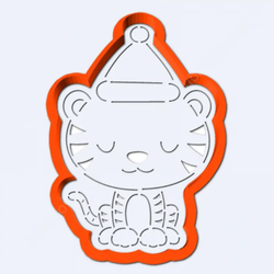 Вырубка + трафарет Тигренок с колпачком, 8*11,5 см