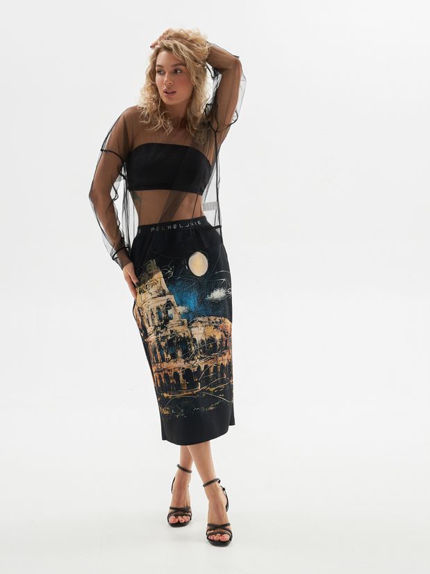 Юбка миди с принтом "РИМ"