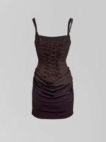 Платье Agdali Brand 1051 короткое однотонное на лямках со шнуровкой на спине