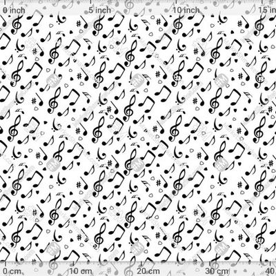 Музыка. Ноты. Музыкальный, черно белый, нотный принт by Maria Belik 435 DPI