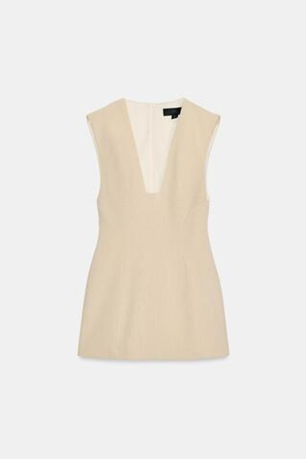 ZARA КОРОТКОЕ ПЛАТЬЕ В ПОЛОСКУ, ЭКРЮ/ЖЕЛТЫЙ