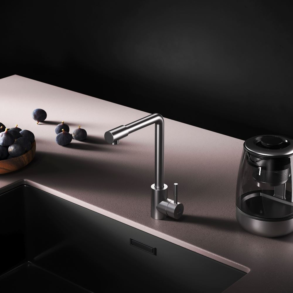 Смеситель для кухни с L-изливом, сатин AM.PM X-Joy S F85B05011