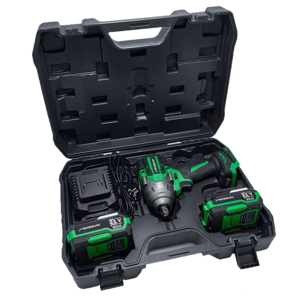Гайковерт аккумуляторный ROSSVIK RIW-1000, 1/2", 1000Nm, 21В, 1,9кг (Арт.RIW1000/2, 2 АКБ, ЗУ, кейс)