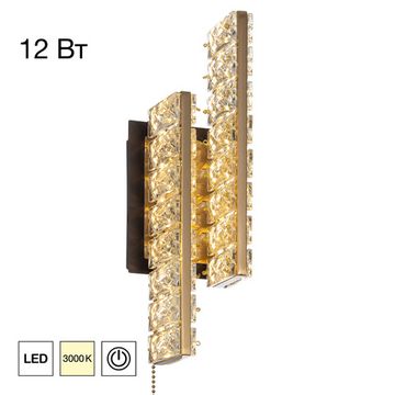 Бра хрустальное с выключателем 12W 3000К CL325422 чёрный/бронза Palant Citilux