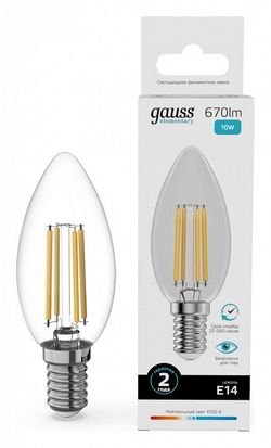 Лампа светодиодная Gauss Filament Elementary E14 10Вт 4100K 32120