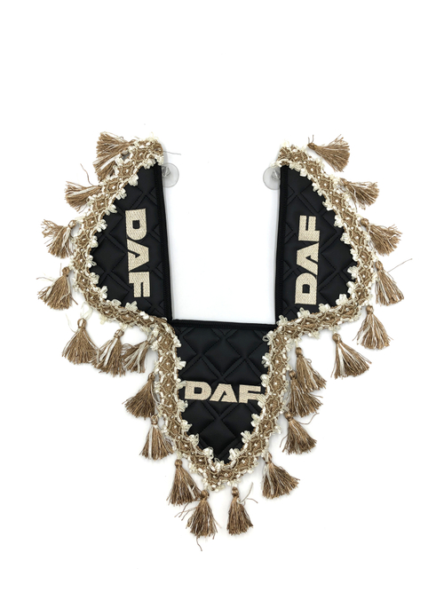 Вымпел тройной DAF (экокожа, черный с бежевыми кисточками)