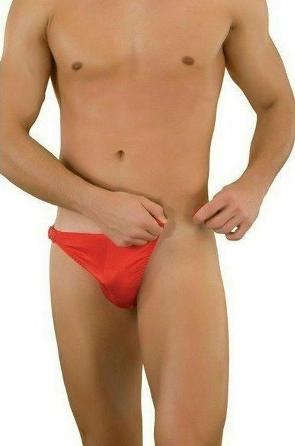 Мужские красные трусы-тонги на застежке (Размер: S-M) (Цвет: красный)