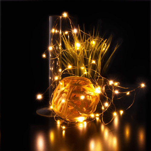 Гирлянда нить Роса теплый белый 5м IP20 400-007 теплый белый