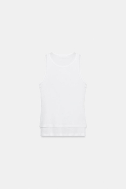 ZARA ФУТБОЛКА С ДВОЙНЫМИ ПРОЙМАМИ, ЭКРЮ
