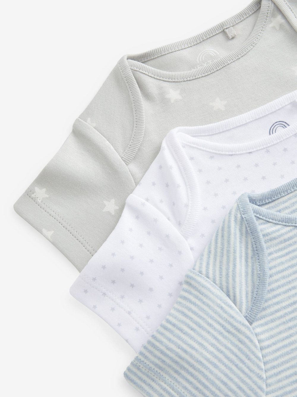 Боди с коротким рукавом для малышей с дисплазией тазобедренного сустава Next N44-795, 3 шт., Белый, Серый