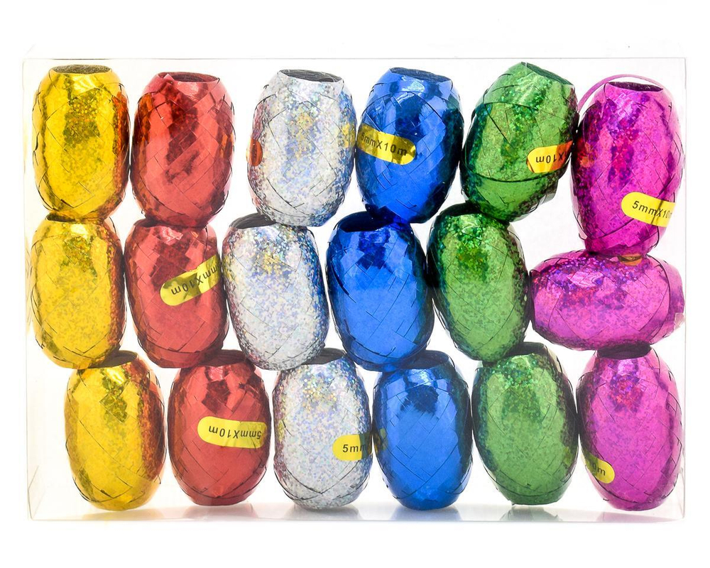 Лента упаковочная 5мм 10м 6 цветов 18шт кор