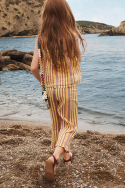 ZARA ХЛОПКОВЫЙ ТОП В ПОЛОСКУ - LIMITED EDITION, ОРАНЖЕВЫЙ/ЖЕЛТЫЙ