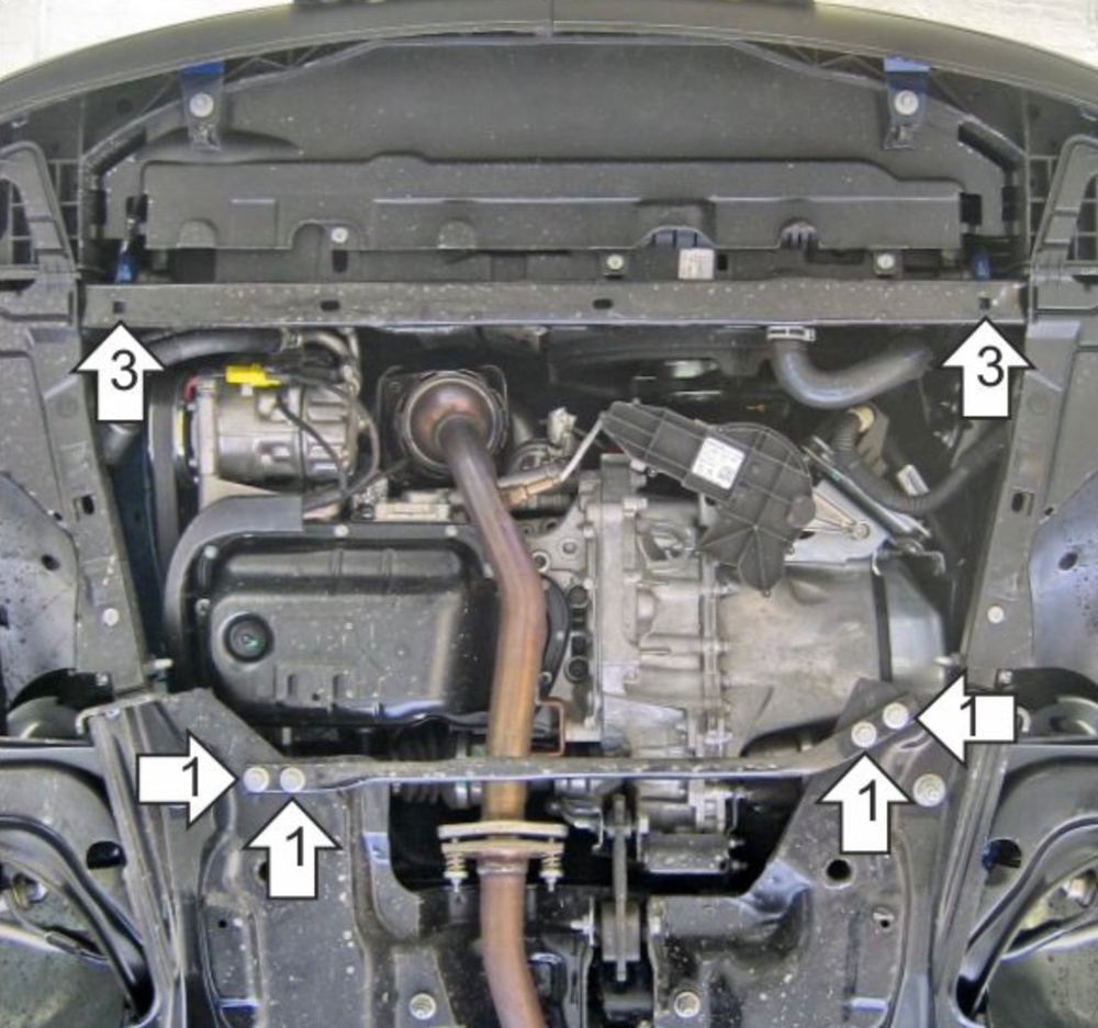 Защита стальная 2 мм двителя и кпп для Citroen C3 Picasso; Peugeot 207 Motodor.71603