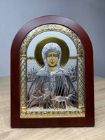 Матрона, икона арочная, красное дерево 105х140