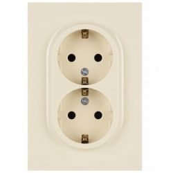 Розетка ЭРА Arktik 16-2105-02 двойная с заземлением 2X2P+E Schuko со шторками 16А-250В слоновая кость | Эра Arktik