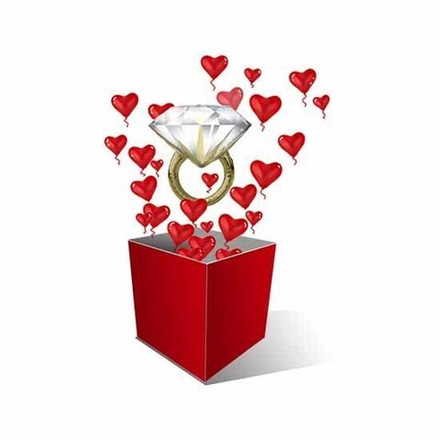 Коробка сюрприз с шариком колечко и красными сердцами
