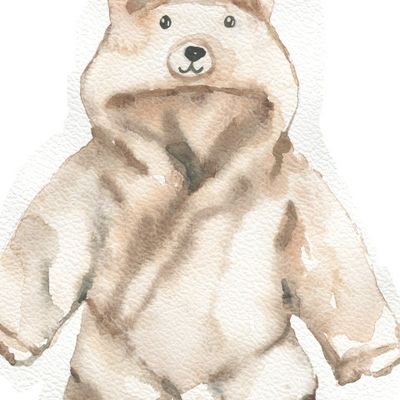 Плюшевый детский халат на белом фоне