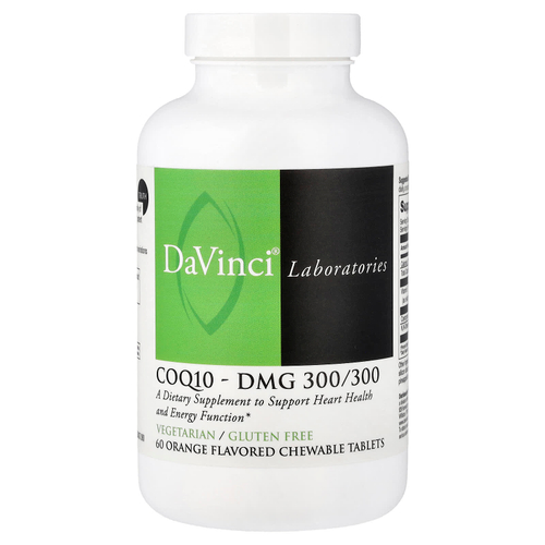 DaVinci Laboratories, коэнзим Q10-DMG 300/300, апельсин, 60 жевательных таблеток