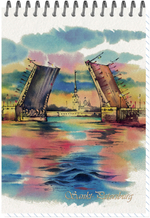 Блокнот формат А6 60 листов на металлическом гребне "Акварельный Питер" нелинованный