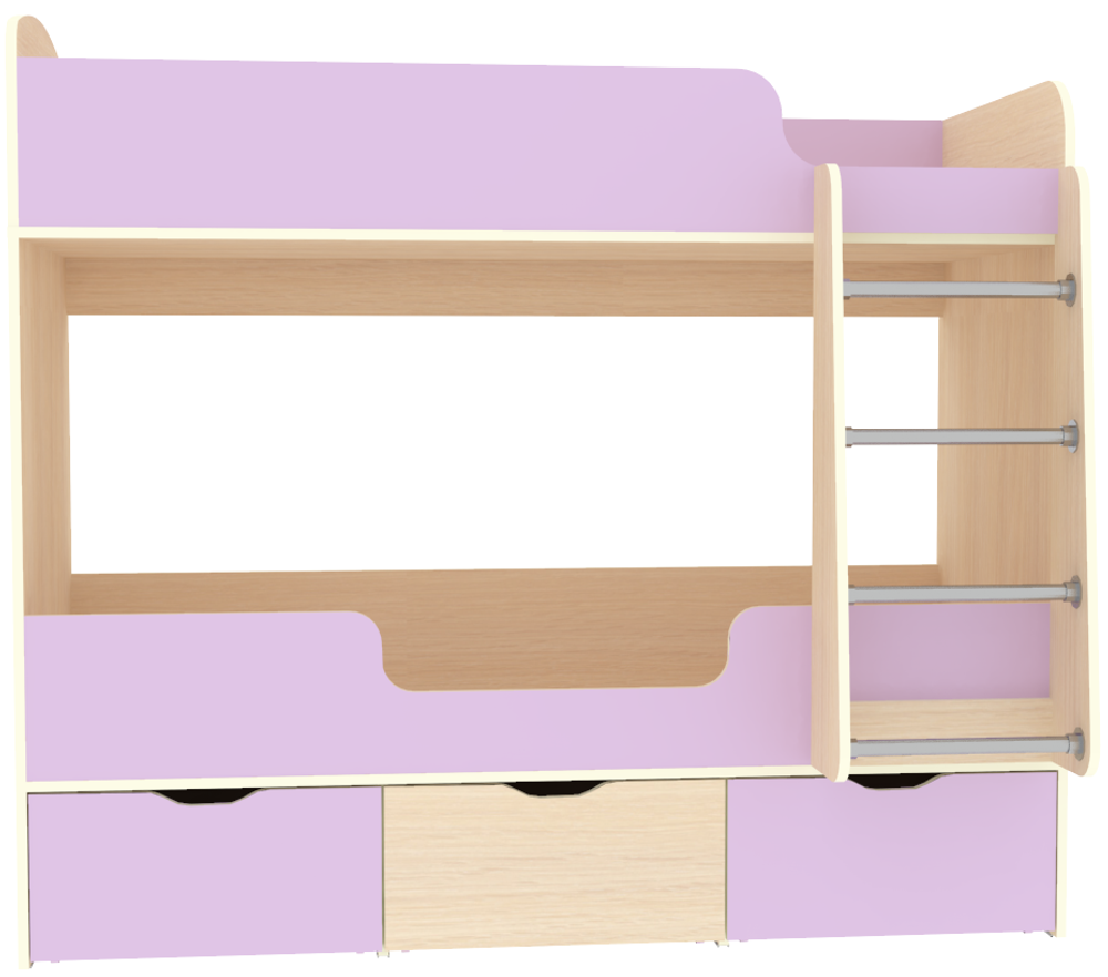 Кровать двухъярусная КарИВи Малыш Двойняшка  Дуб Молочный Ирис