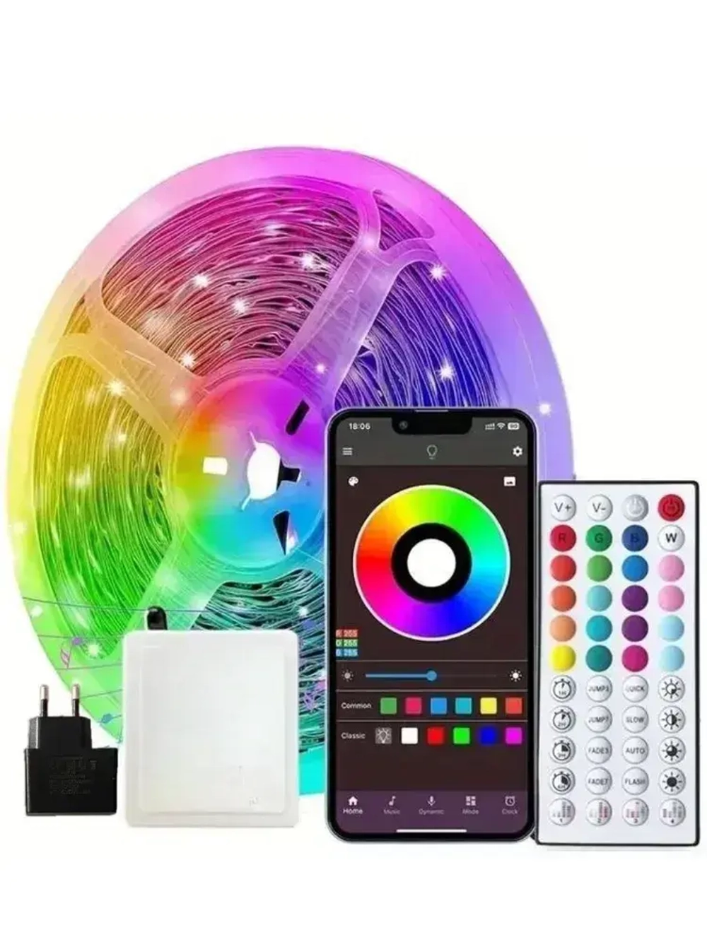 Светодиодная лента RGB с пультом 20м, 24В, 320LED, IP20, 16 LED/м