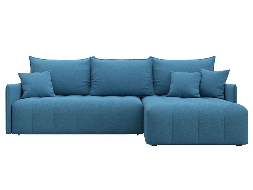 Диван угловой Лига-054 НПБ угол универсальный РОГОЖКА Амур 10 голубой