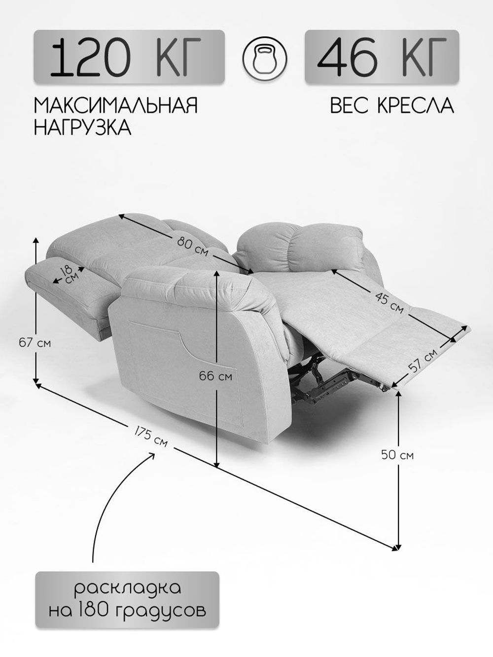 Кресло реклайнер велюр электрическое (1 мотор и 2 мотора)