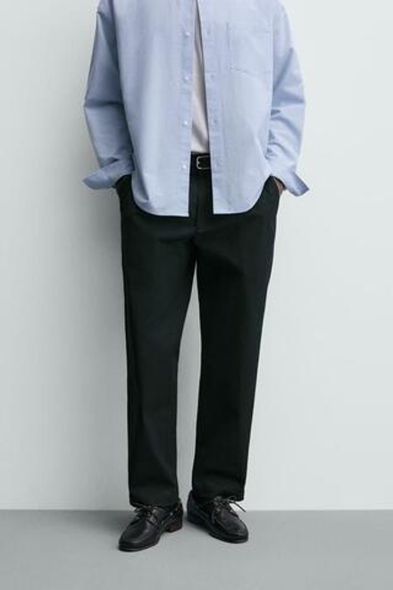 ZARA БРЮКИ СО СКЛАДКАМИ ИЗ РЕЛЬЕФНОЙ ТКАНИ, СЕРЫЙ