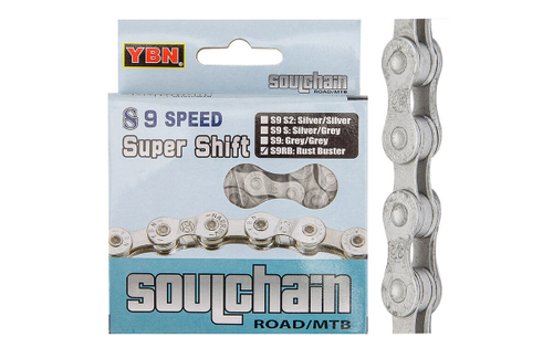 Цепь S9RB 1/2"x11/128" для 9 скоростей, совместимо с системами Shimano, Campagnolo, SRAM, закаленные хромированные пины и ролики, усиленная клепка пинов в потай, антикоррозийная защита, 116 зв., в индивидуальной упаковке