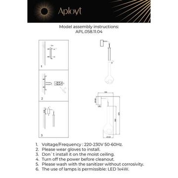 Бра настенное 4W 3000K APL.058.11.04 дымчатый/черный Wisia Aployt
