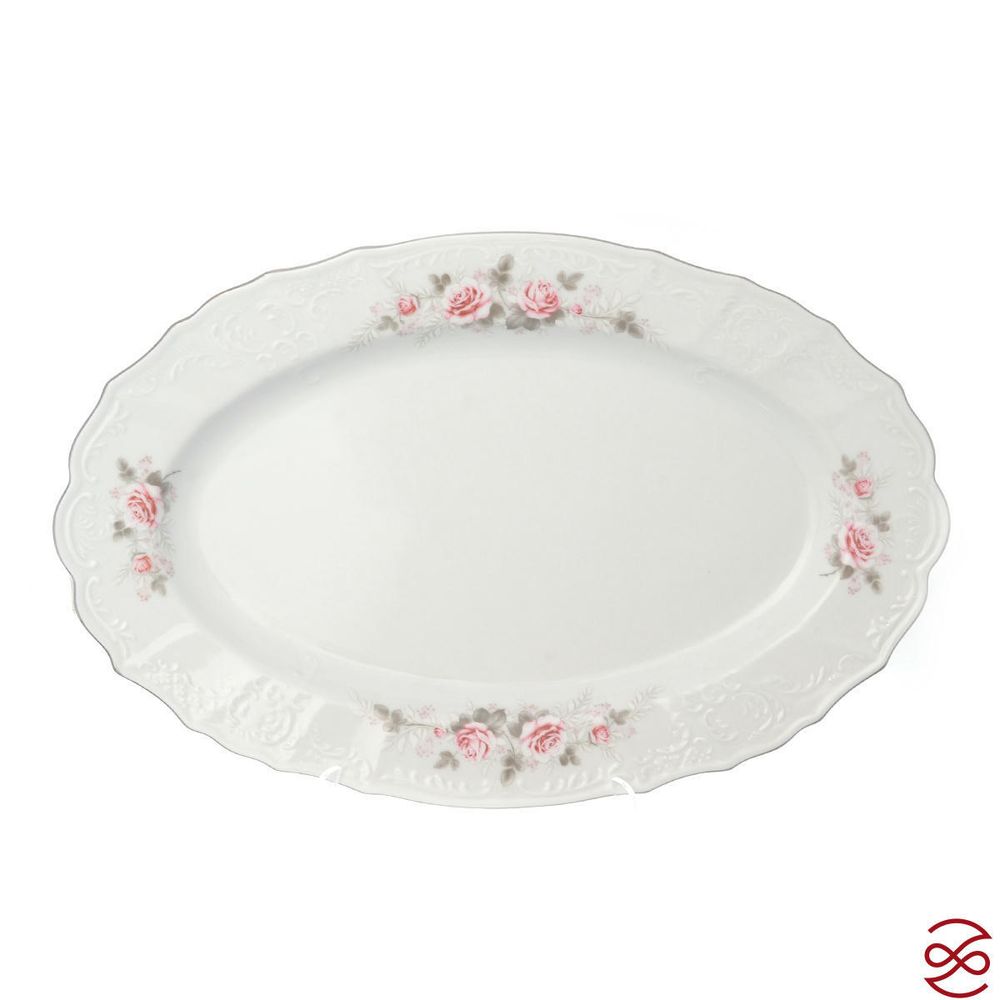 Блюдо овальное Bernadotte Серая роза платина 39 см