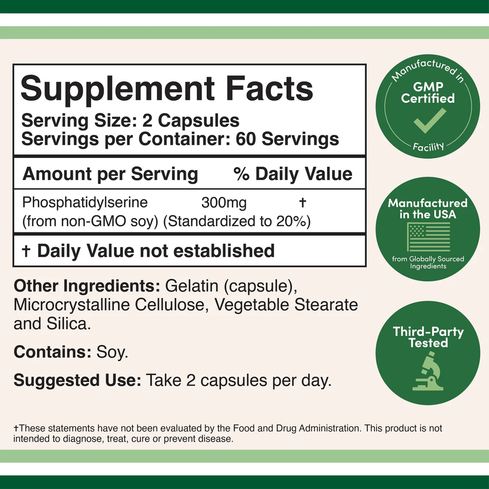 Double Wood Supplements - Phosphatidylserine - 120 x 150 mg capsules