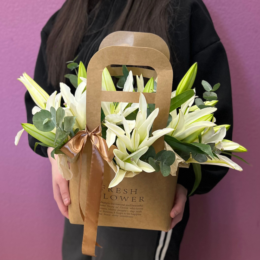 Крафт сумочка с лилиями #69