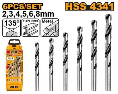Набор сверел по металлу 6 шт. 2-8мм INGCO AKD1055 INDUSTRIAL