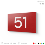 Табличка с номером 51 на дверь квартиры, для офиса, кабинета, аудитории, склада, красная 120х70 мм, Айдентика Технолоджи