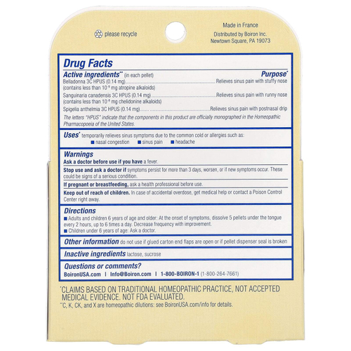 Boiron, SinusCalm®, Sinus Relief, 2 пробирки, 80 гранул в каждой