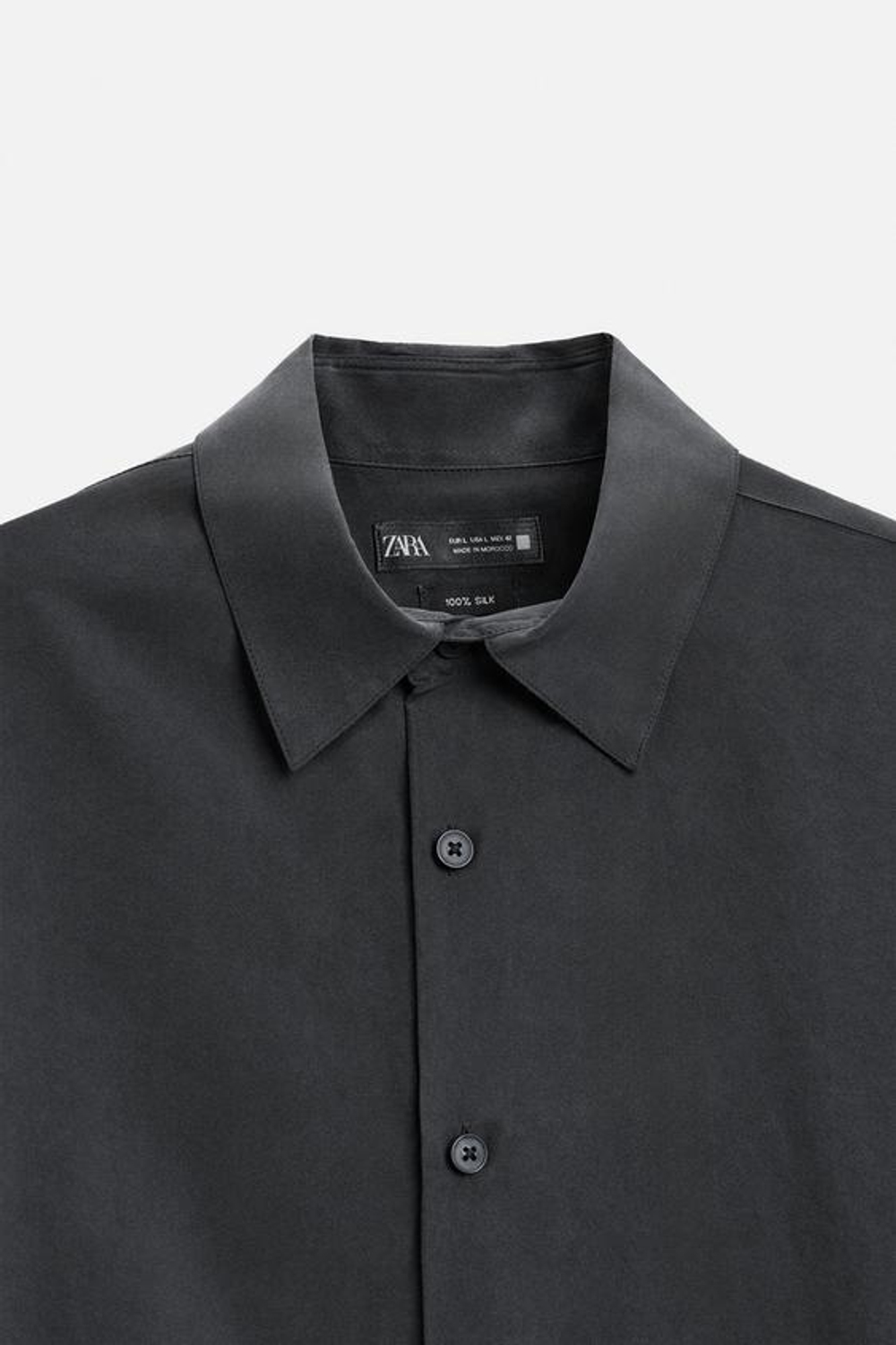 ZARА РУБАШКА ИЗ 100% ШЕЛКА, СЕРЫЙ