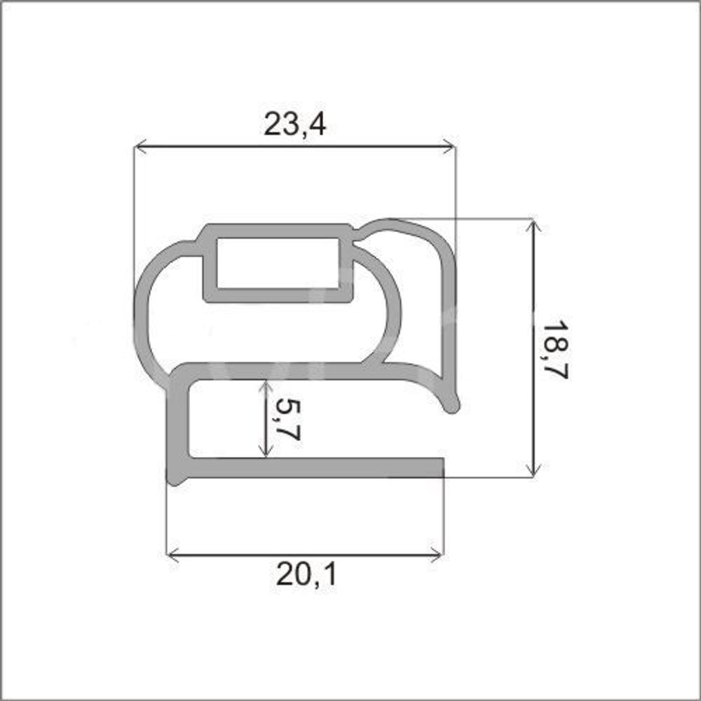 Уплотнитель двери холодильника Ока 6 (6М), 290 x 580 мм / морозильная камера