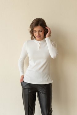 Лонгслив белый с планкой из вискозы