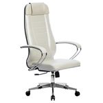 Кресло офисное МЕТТА "К-31" хром, кожа, сиденье и спинка мягкие, белое