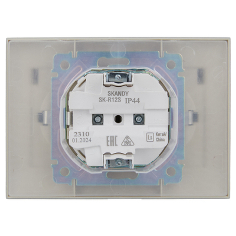 SKANDY Розетка 2-местная и крышкой 16А в сборе IP44 SK-R12S серебряный IEK